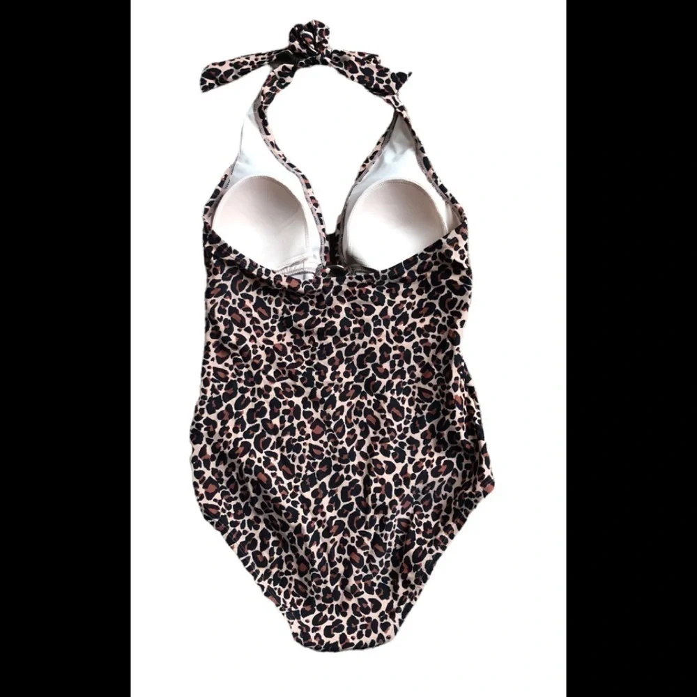 Kona Sole Gold Ring Leopard Spot One Piece Swimsuit Size S Beach Pool Summer